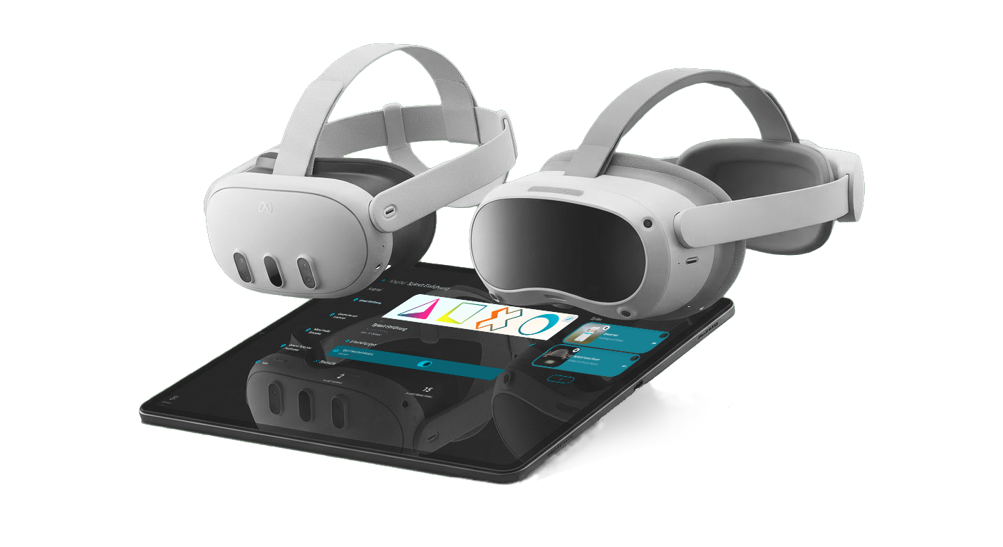 Meta Quest and Pico VR headsets with tablet — supported devices for Splexit